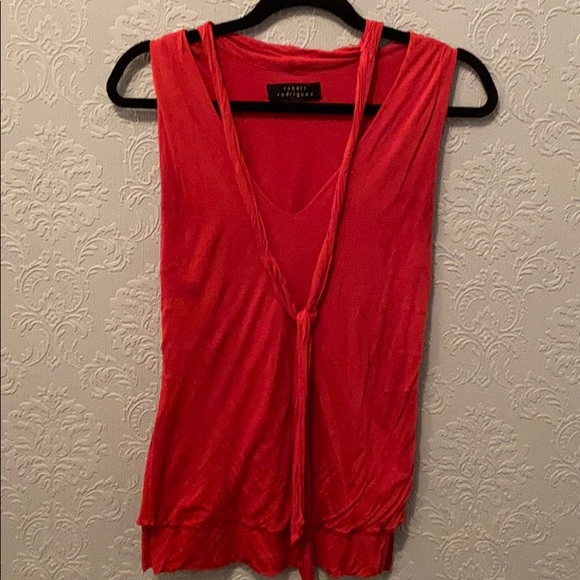 2/$20 Robert Rodriguez brick red modal tie neck top - Picture 2 of 5